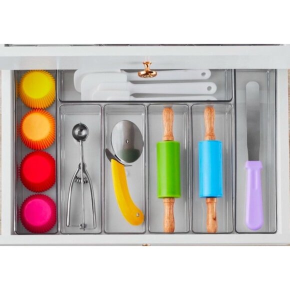 The Home Edit 6 piece drawer storage clear acrylic organizers NIB - Picture 1 of 5